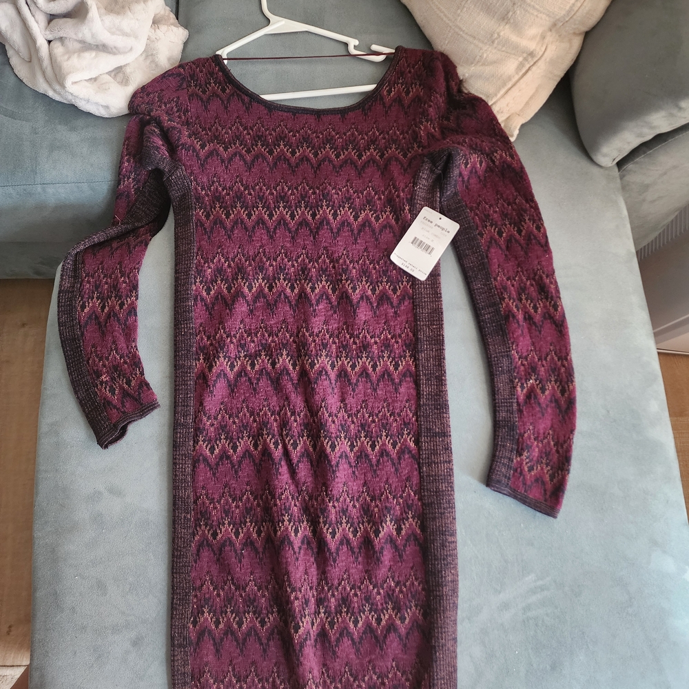 Free People Plum and Black Knit Dress